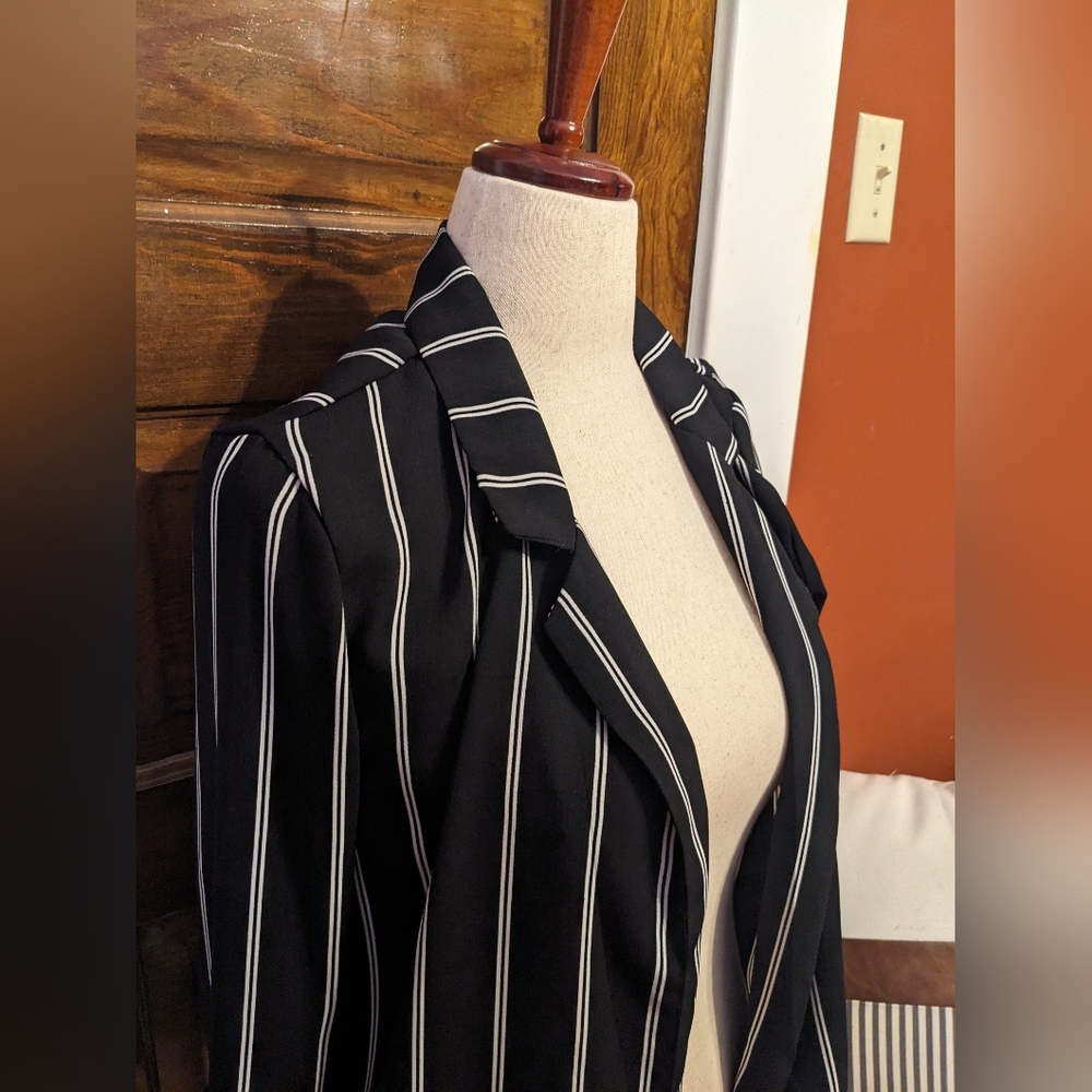Striped Open Front Blazer